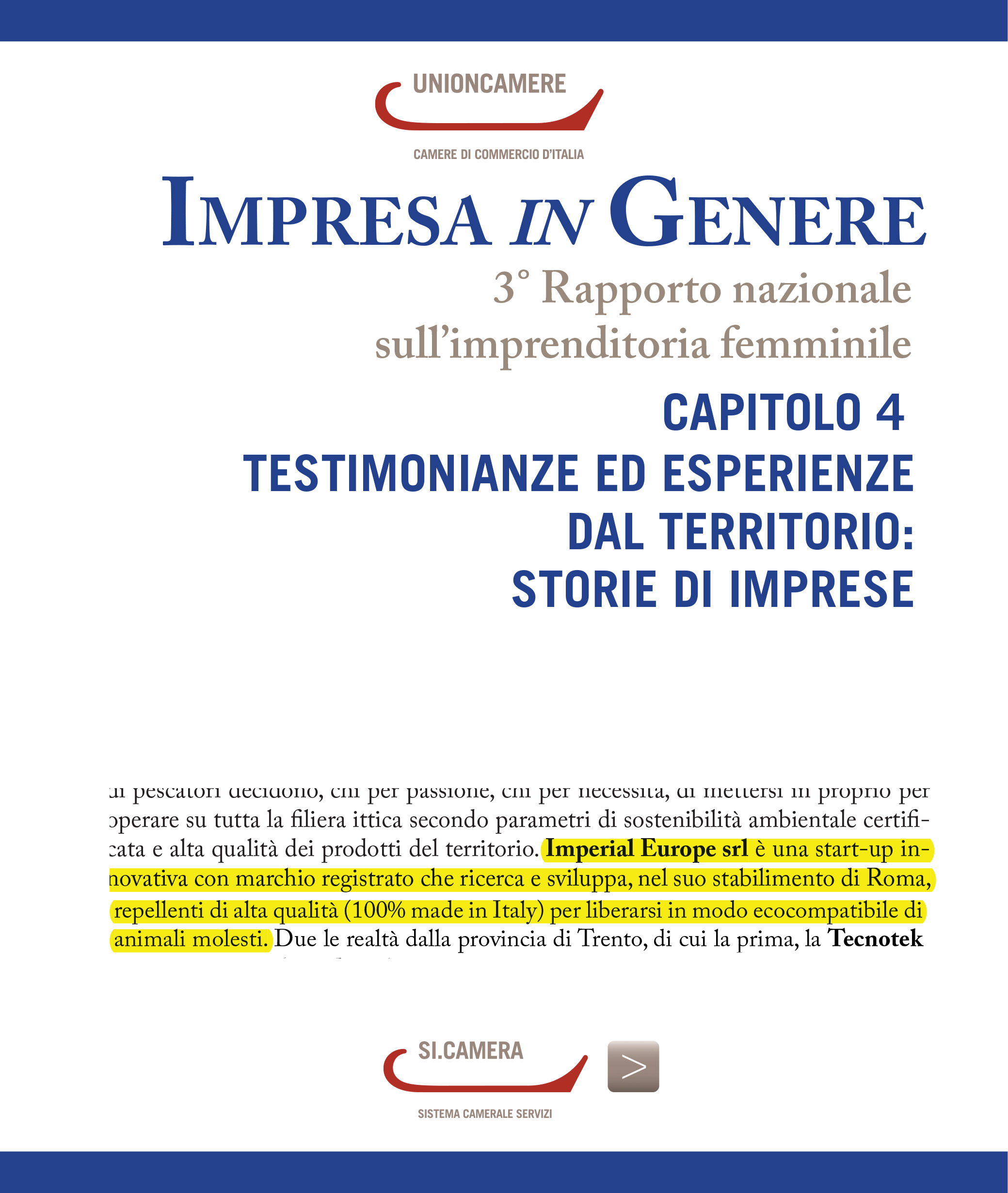 Unioncamere Rapporto Impresa in Genere